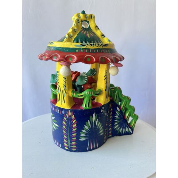 Gerardo Ortega Signed Carousel Vintage Mexican Folk Art Pottery - Picture 6 of 16